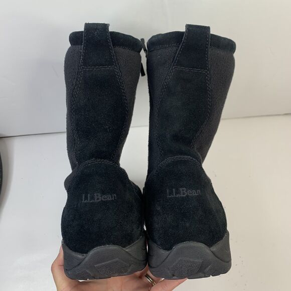 L.L. Bean Men\'s Size 14 Boots Primaloft Insulated Black Suede Fleece Side Zip main image 5